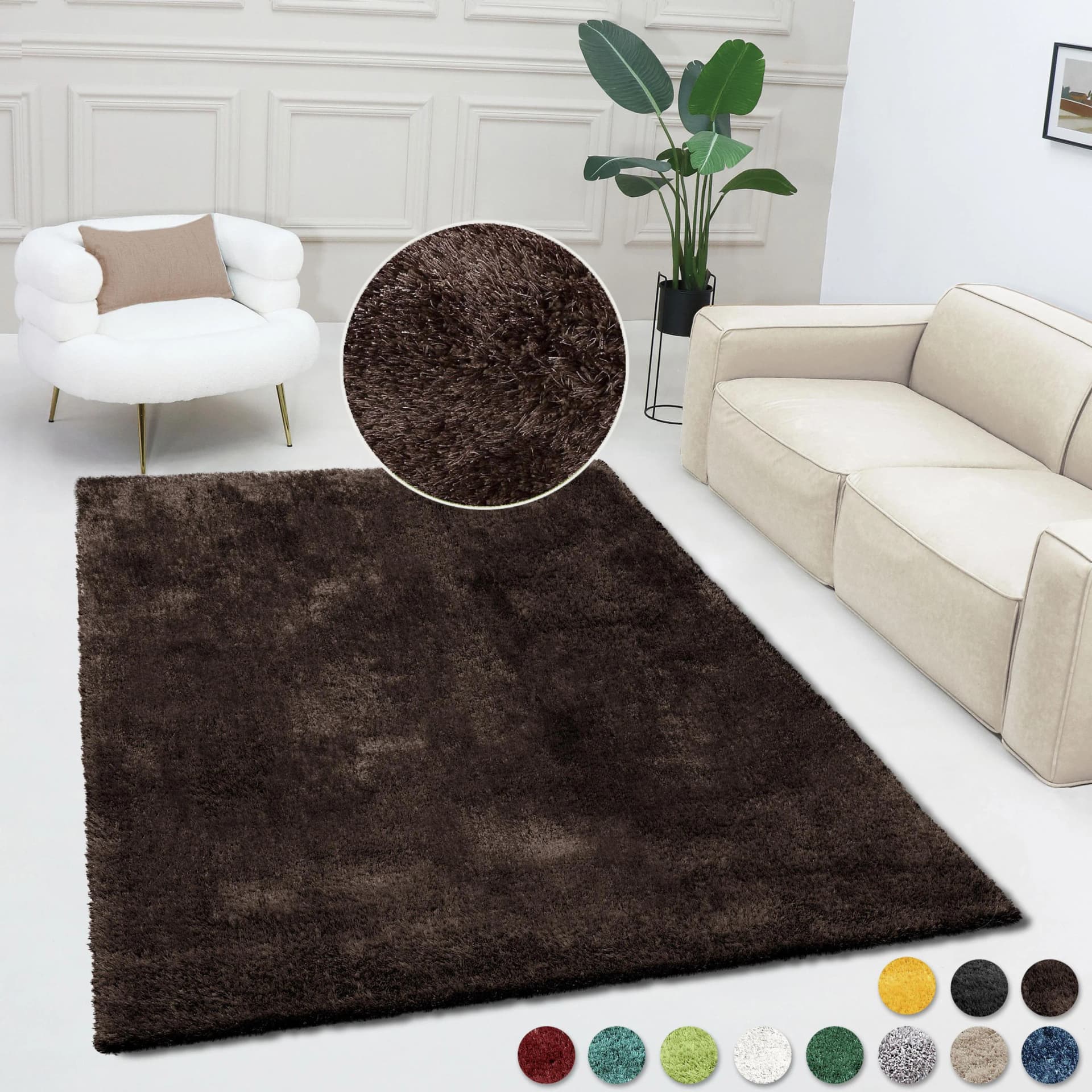 Bruno Banani Teppich Dana Braun Uni 240x320cm Shaggy