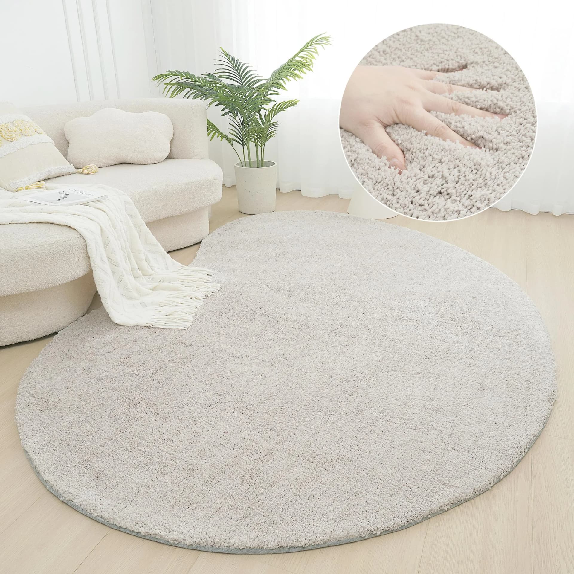 Hochflor-Teppich Halrum Einfarbig U-förmig Modern Grau LeGer Home by Lena Gercke