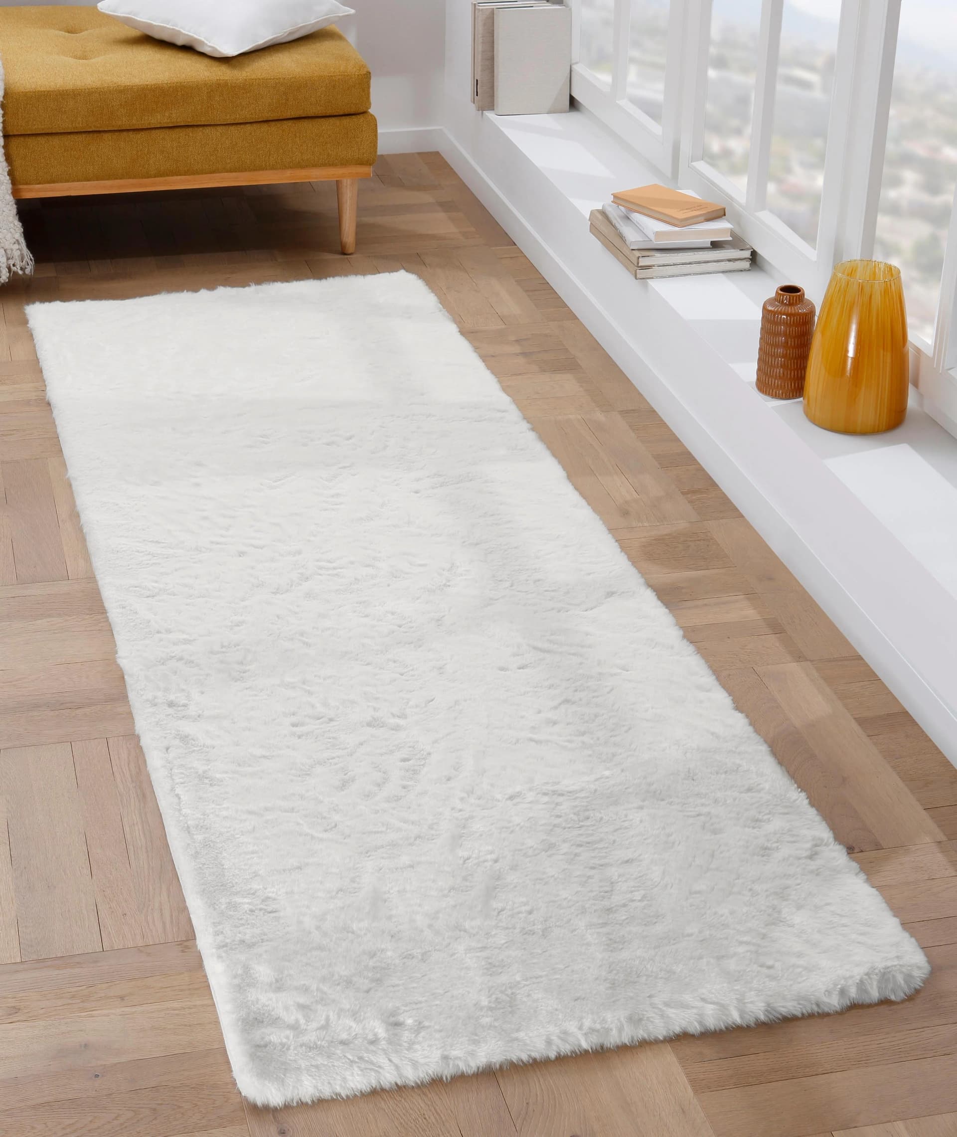 OTTO HOME Fellteppich Rabbit Weiß Uni-Design 80x250cm