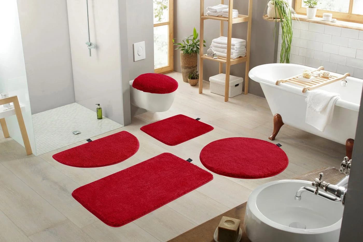 Bruno Banani Badteppich Set 3-tlg. Raspberry Polyacryl