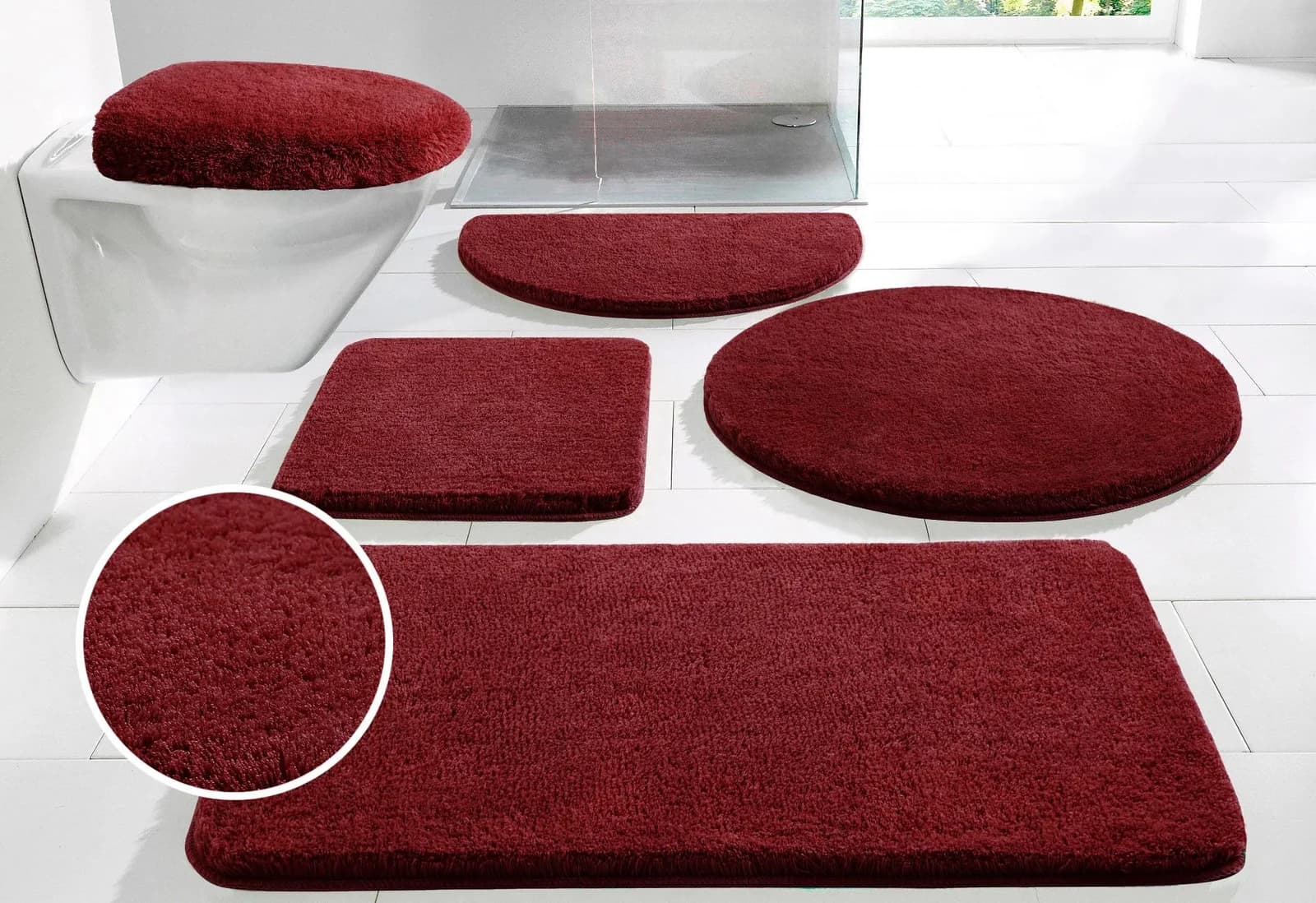 Badematte MY HOME Merida Badvorleger Badezimmer Teppich Rot