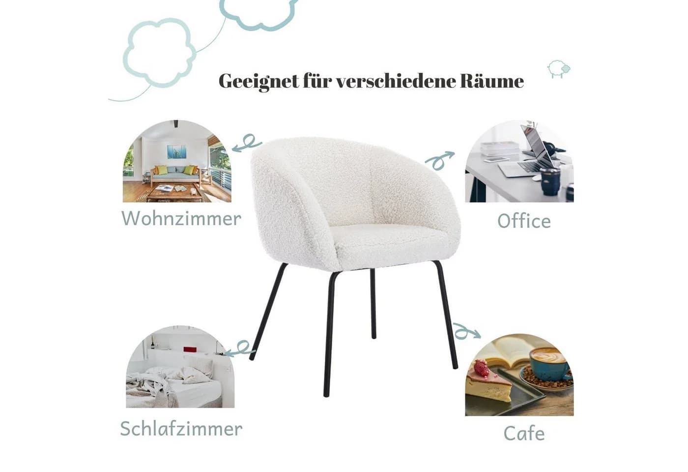 WAHSON OFFICE CHAIRS Loungesessel Kunstpelz Modern