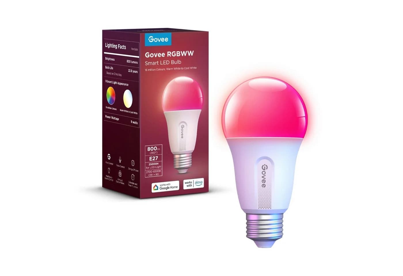 Govee RGBWW Smart LED Glühbirne E27 A19 9W 800lm