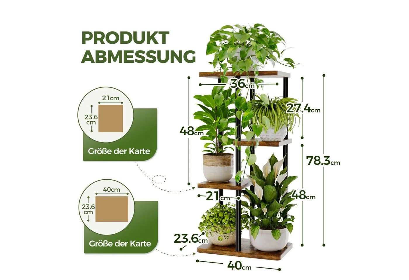 Bamworld Blumenständer Pflanzenständer 4 Ebenen Braun