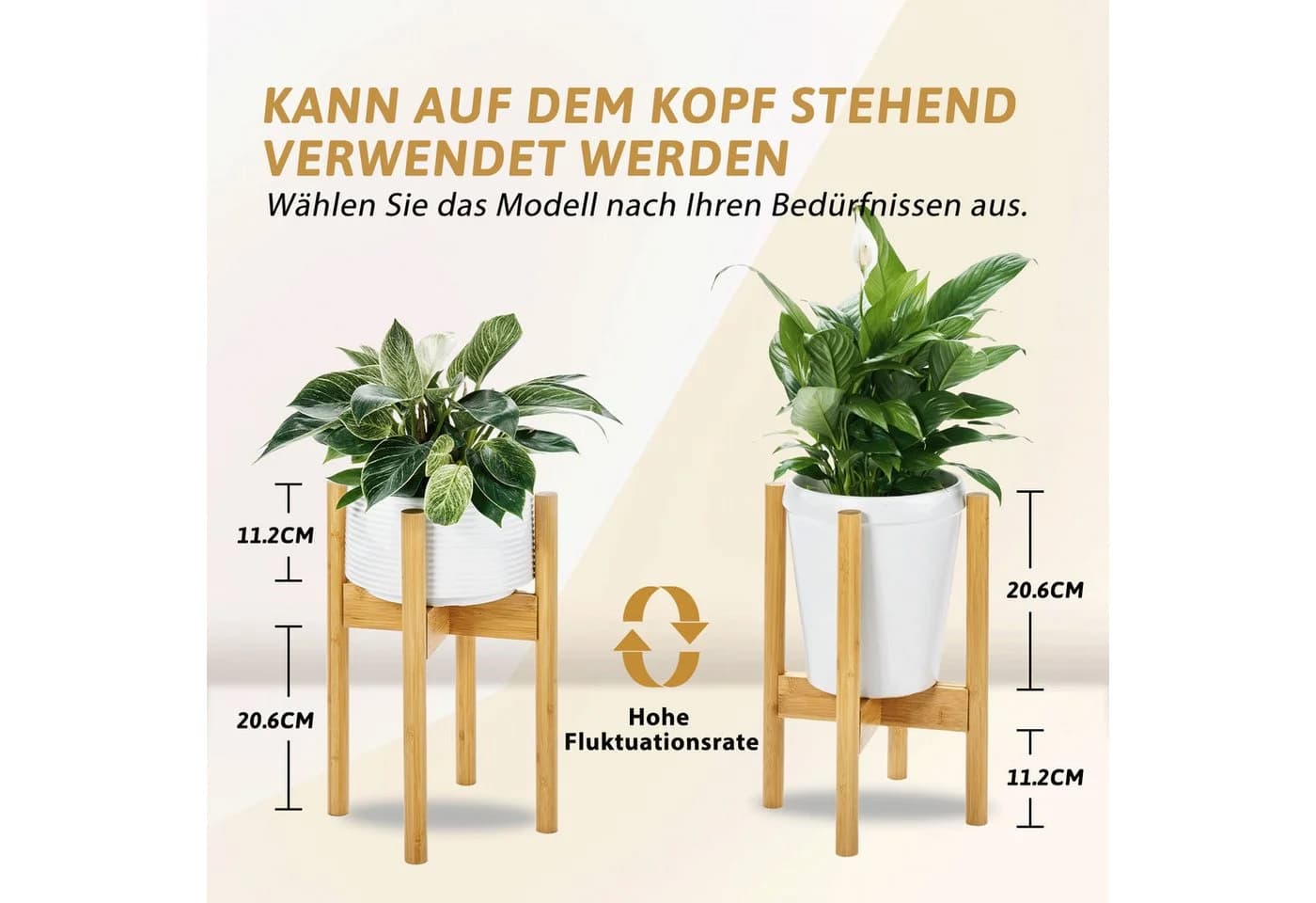 Bamworld Blumenständer Bambus Höhenverstellbar Kippsicher