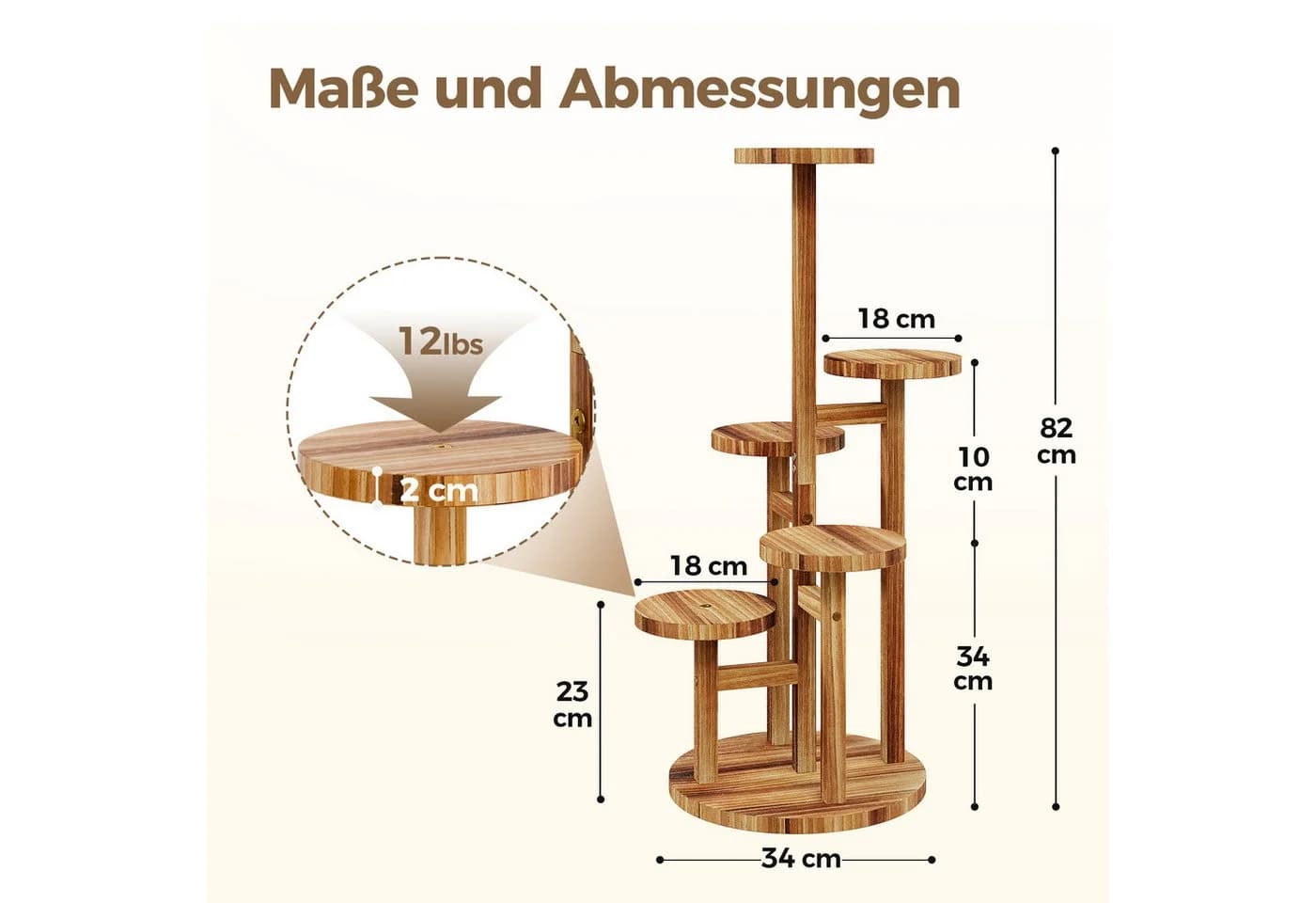 Bamworld Blumenständer Holzblumenständer 5-stufig Platzsparender Pflanzenträger