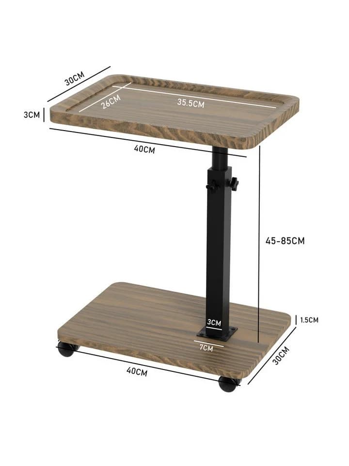 ROYGBIV Beistelltisch Höhenverstellbar C-Form Metallgestell Holz Braun