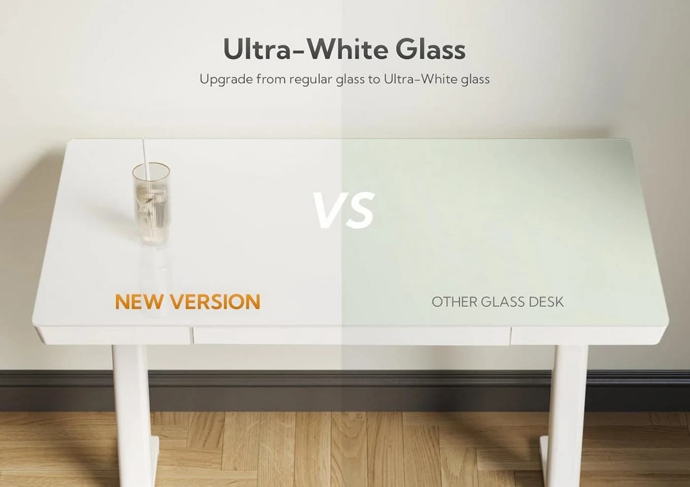 Claiks Höhenverstellbarer Schreibtisch Glas Weiß