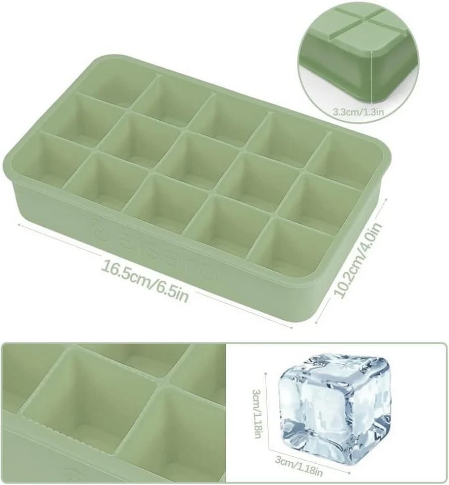 kowdom Eiswürfelform 2er Set Silikon mit Deckel Grün