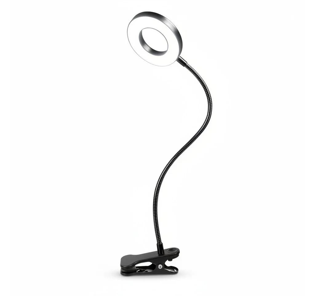 kowdom LED Leselampe Klemme dimmbar USB Schwanenhals 3 Lichtfarben Schwarz