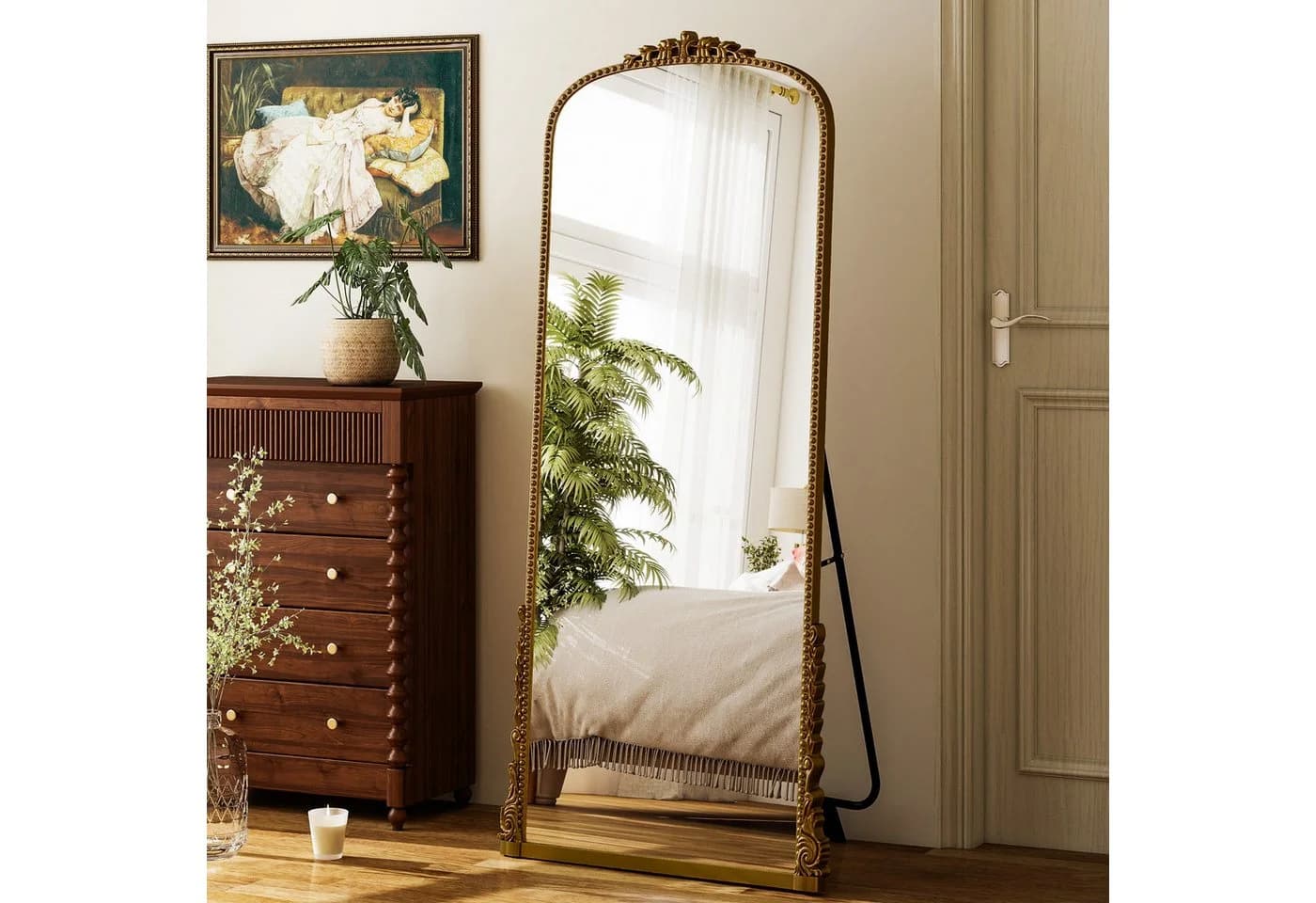 BEAUTYPEAK Ganzkörperspiegel Barockstil Antikgold