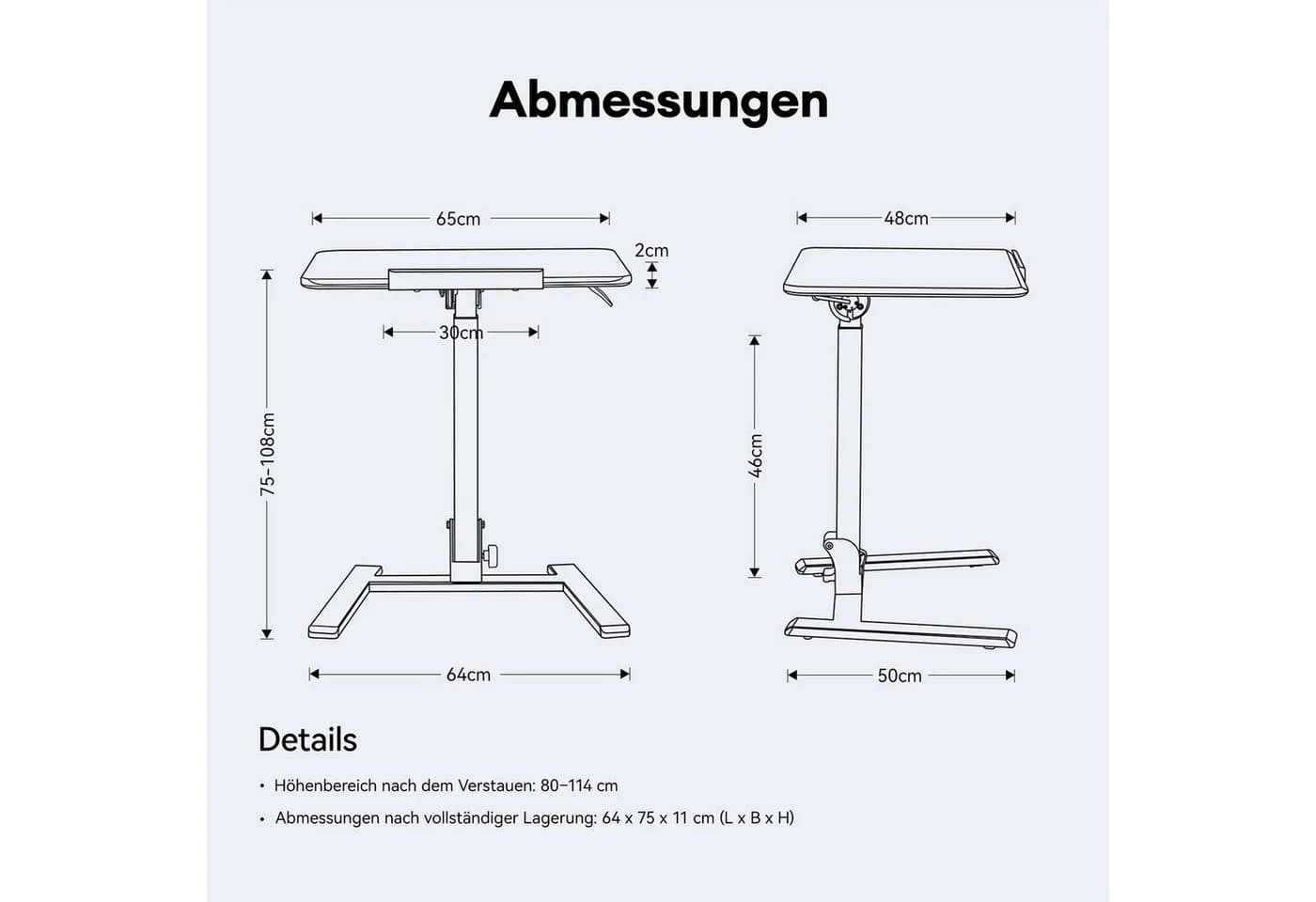 Musso Laptoptisch AnyDesk D7 Höhenverstellbar Klappbar Weiß