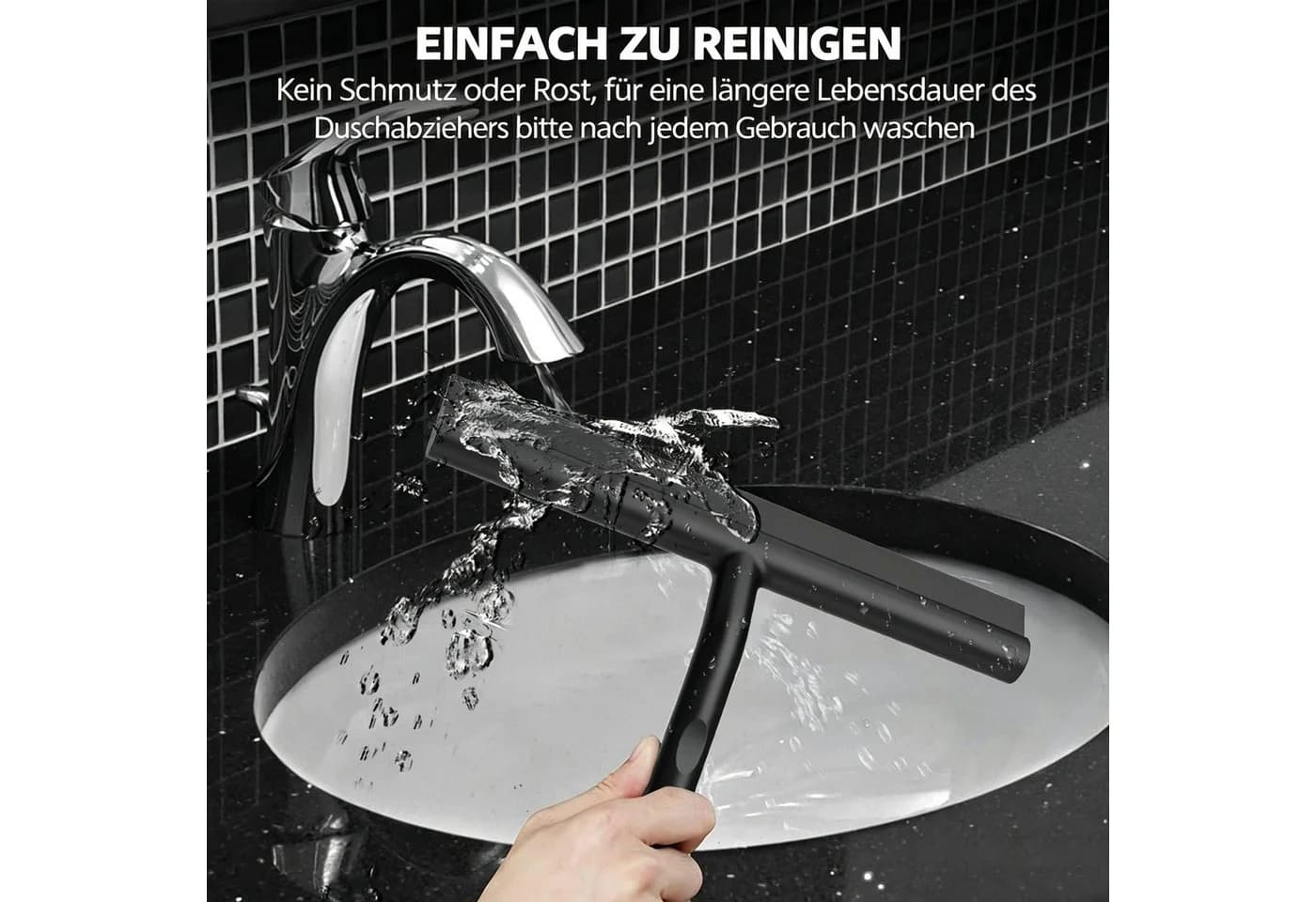 OYLCDI Duschabzieher 28 cm Silikon mit Edelstahlgriff und Wandhalterung