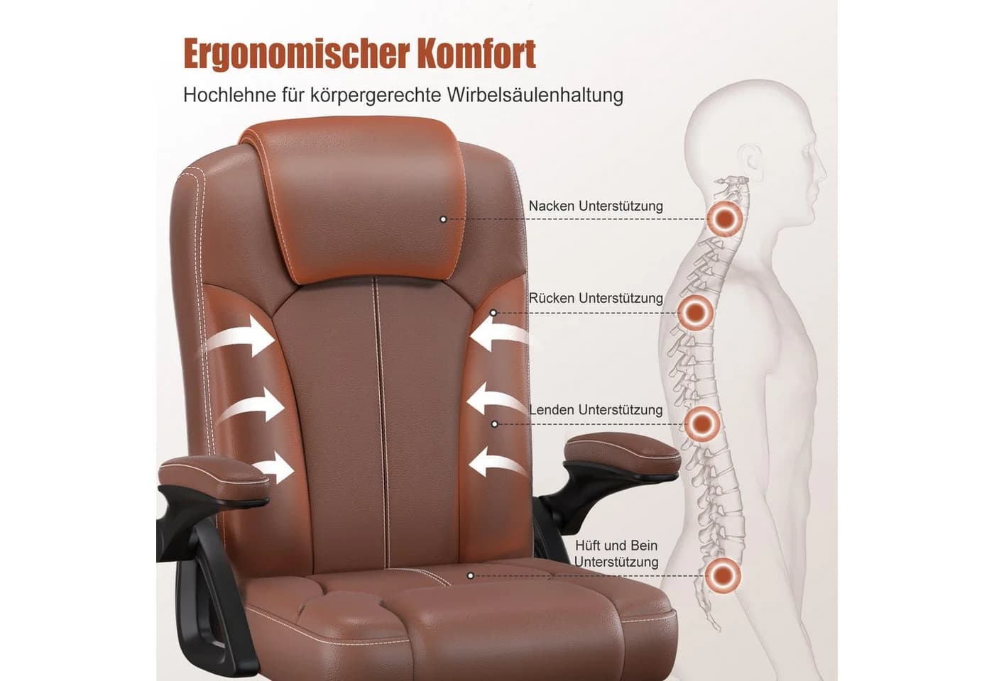 Homimaster Bürostuhl Ergonomisch mit Klapparmlehnen & Mesh