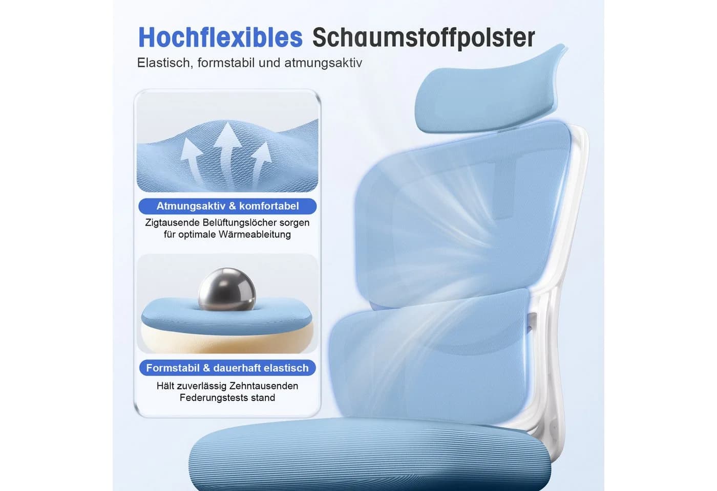 Homimaster Bürostuhl Schwarz Ergonomisch mit Klappbaren Armlehnen