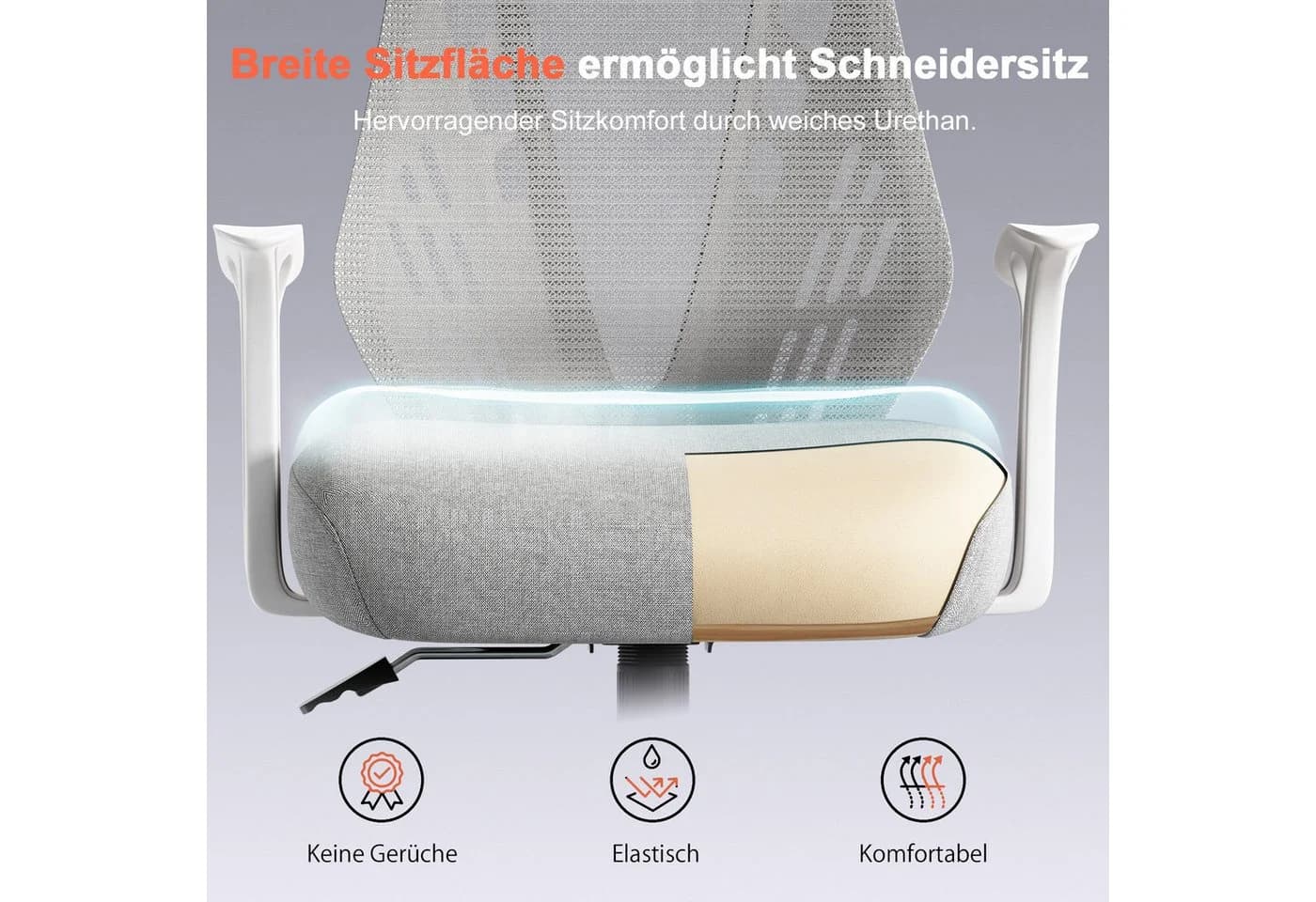 COMHOMA Bürostuhl Drehstuhl Ergonomisch Schwarz Grau