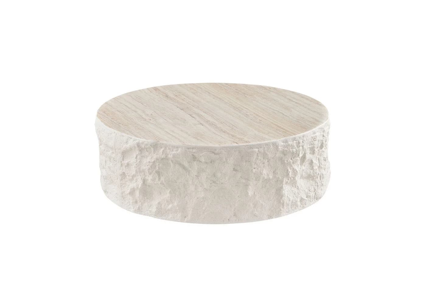 WILLIAMSPACE Couchtisch Column Runder Tisch Fiberglas Steinoptik