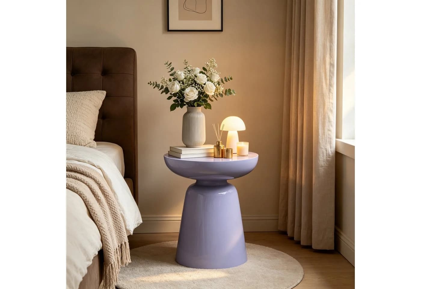 WILLIAMSPACE Runder Beistelltisch Meta Violett Fiberglas Modern