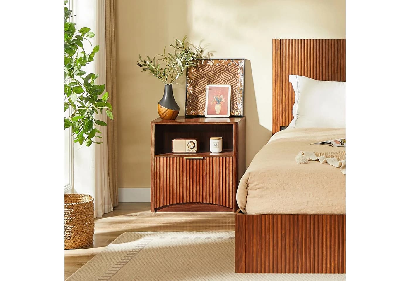 WILLIAMSPACE Nachttisch NOVA Braun Gold Rillendesign