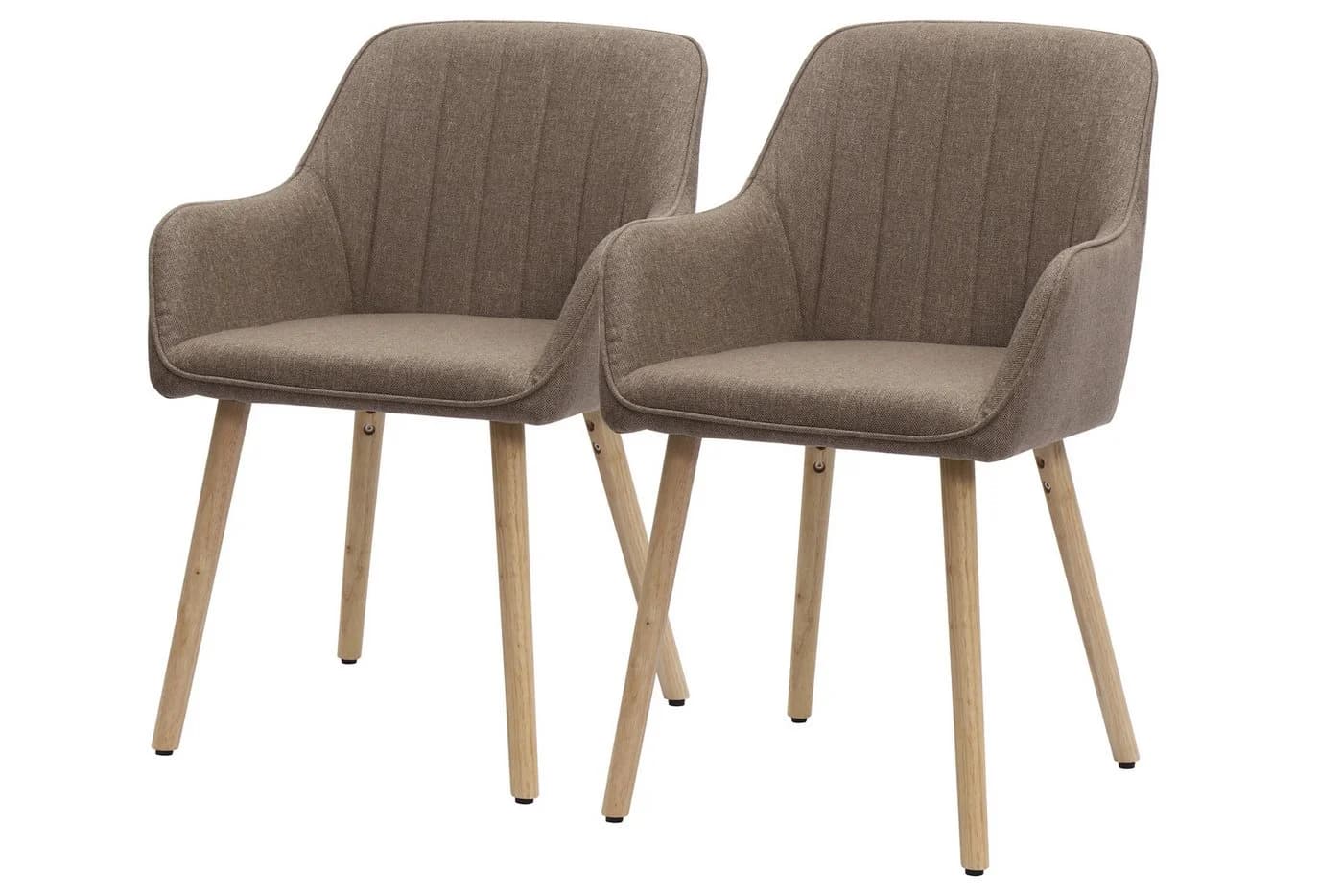 WILLIAMSPACE Rossini Arm-Essstuhl gepolstert Massivholzbeine 2er Set Braun