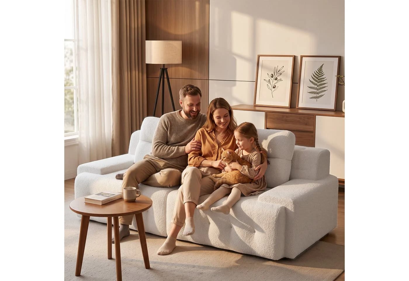 HOMALL Big-Sofa Teddy Sofa Beige Wolken Design