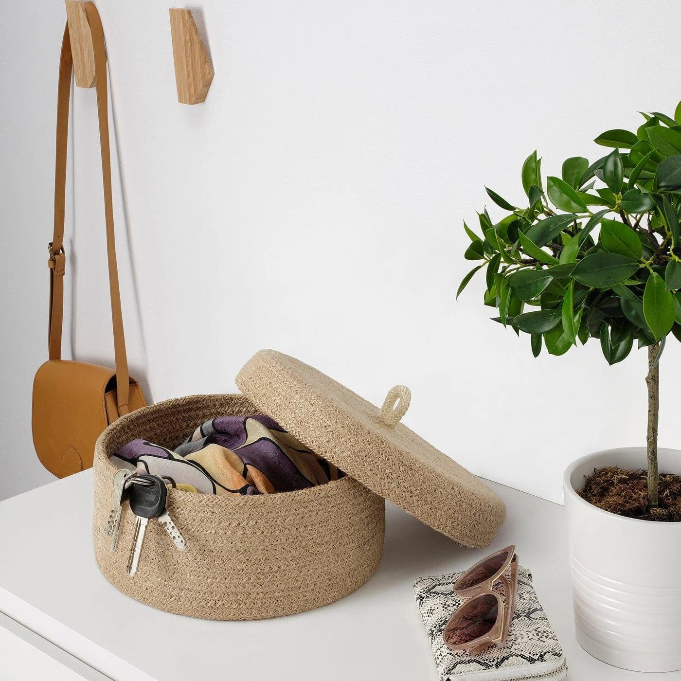 IKEA LJUNGAN Korb mit Deckel Jute Beige