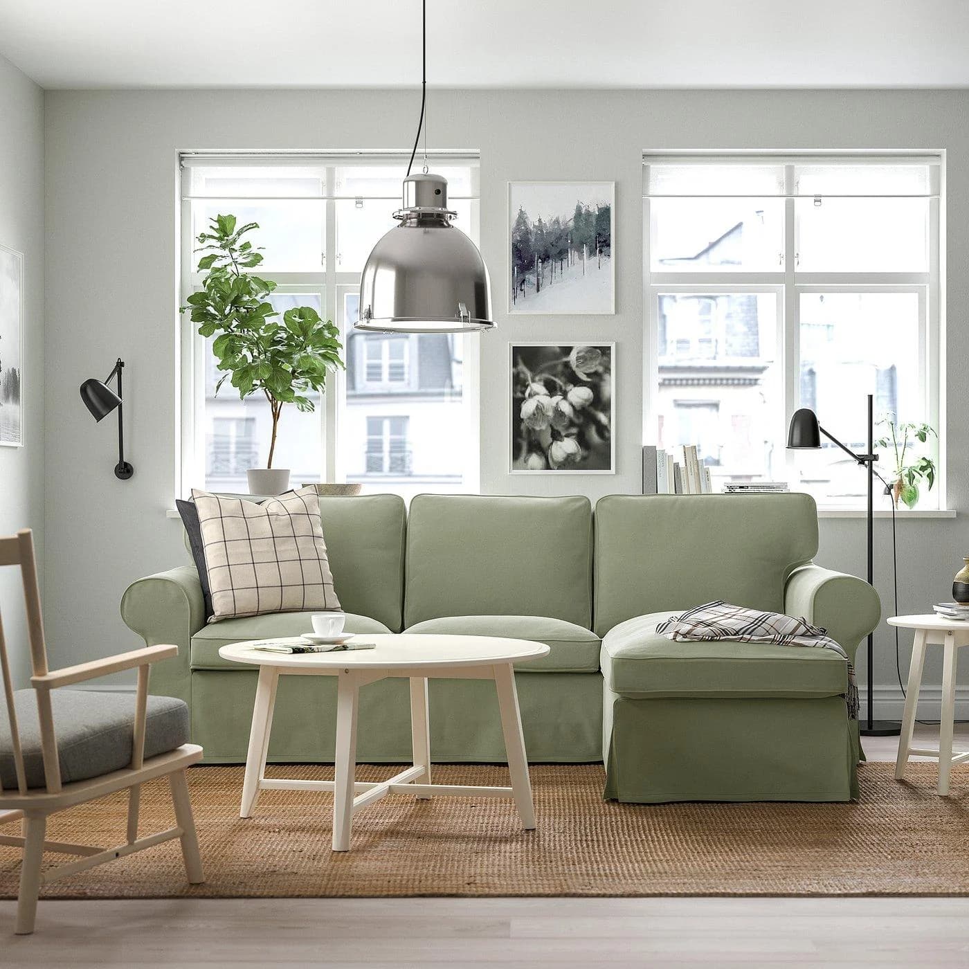 IKEA EKTORP 3er-Sofa mit Récamiere Dunkelgrün
