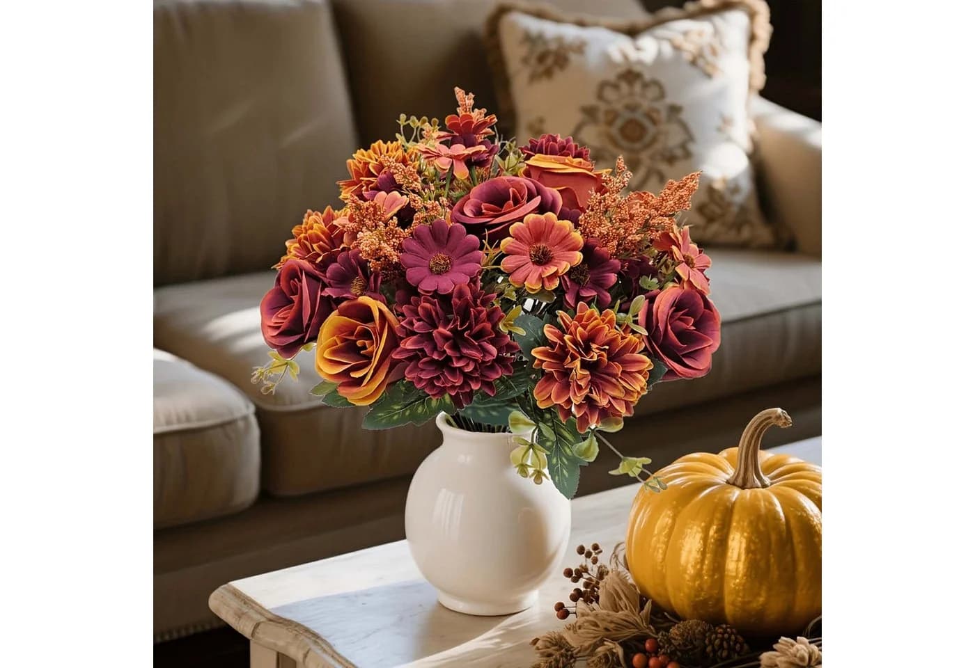 Zyronn Kunstblumenstrauß 2er-Set mit Gänseblümchen