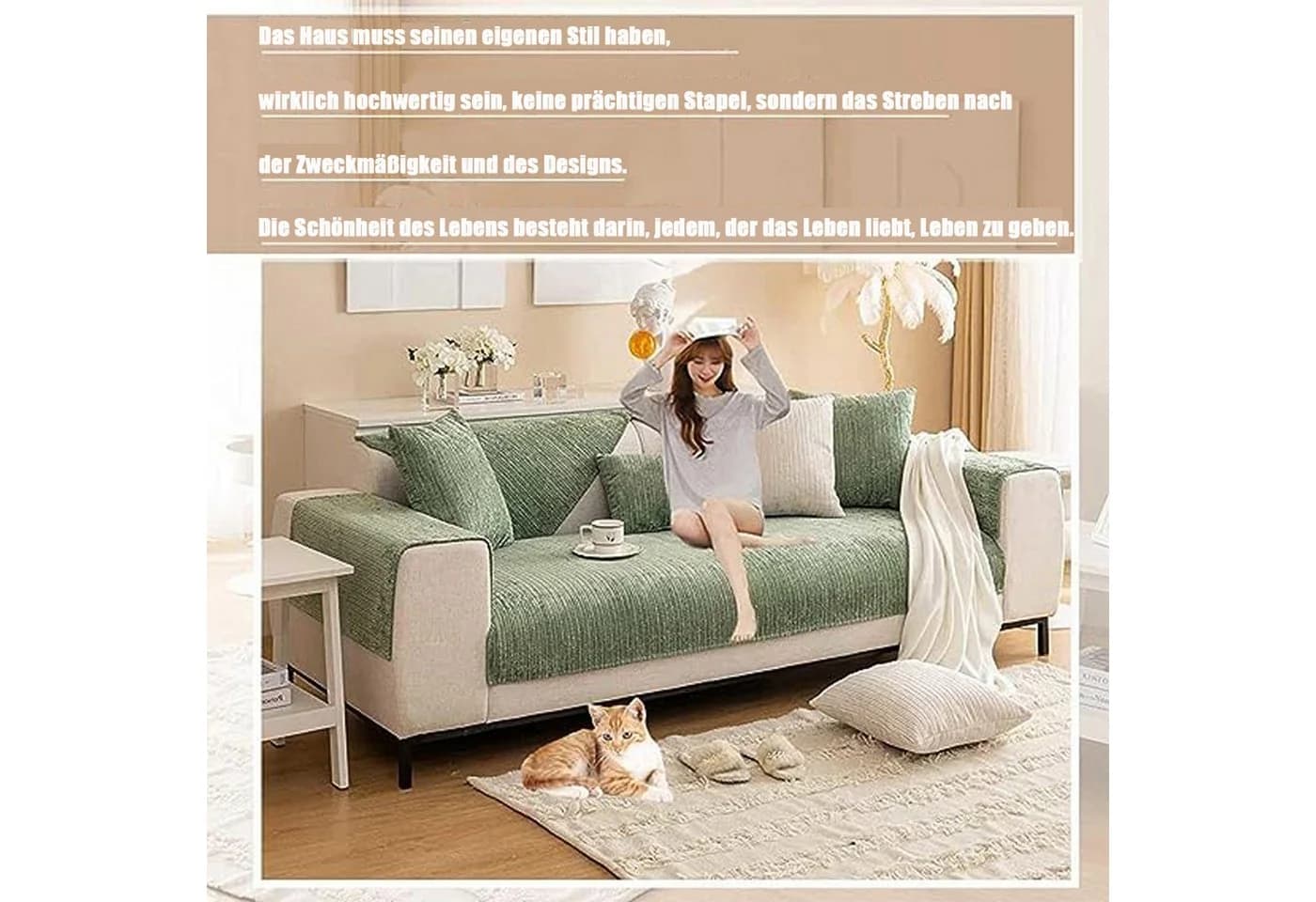 Minicloss Sofaschoner Grün Anti-Rutsch Sofahussen