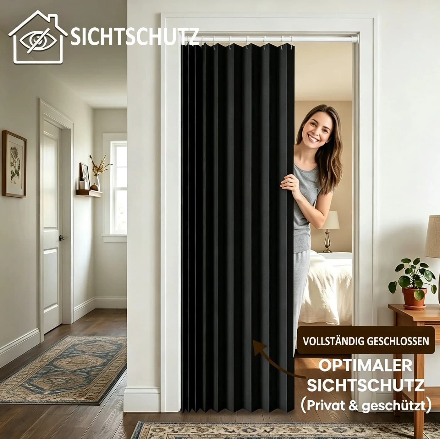 Zyronn Türvorhang Plissiert Halbtransparent Beige