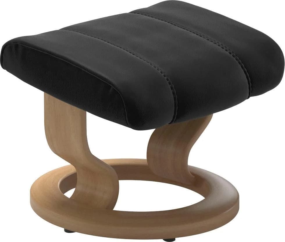 STRESSLESS Fußhocker Consul Schwarz Leder PALOMA Classic Base Eiche