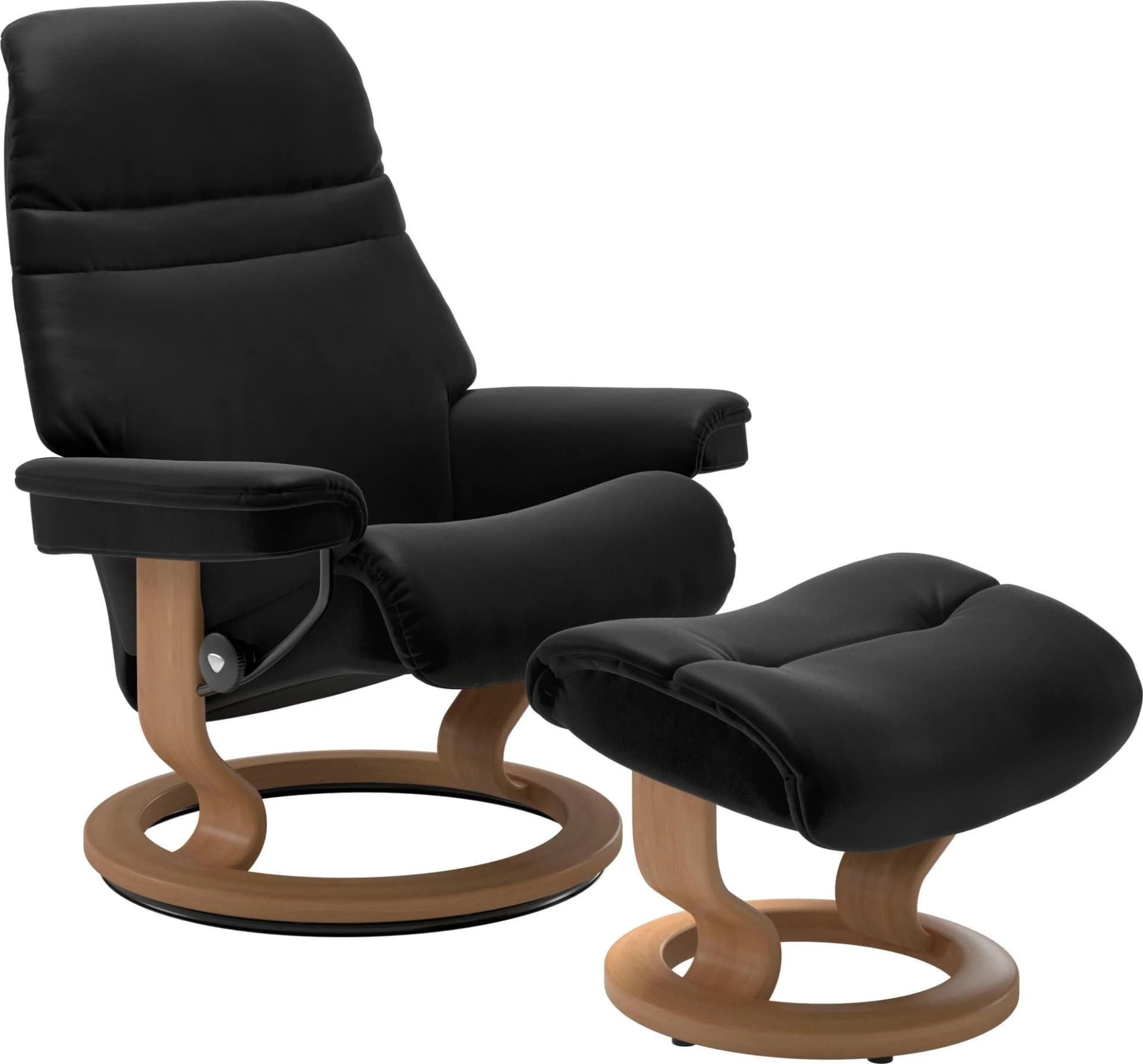 Stressless Sunrise Fußhocker Schwarz Leder Classic Base