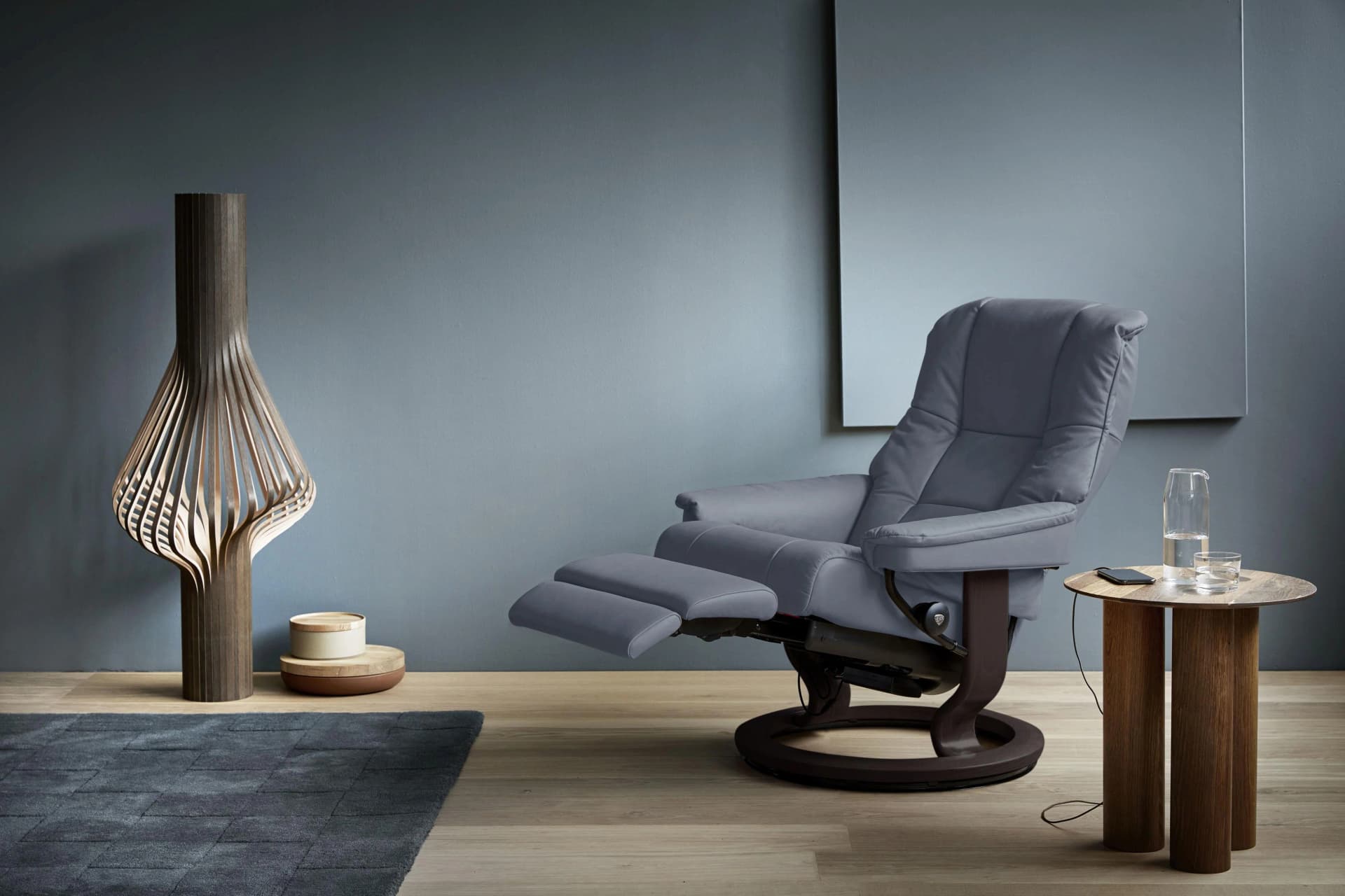 STRESSLESS Mayfair Relaxsessel blau PALOMA Leder Power™ Leg & Back
