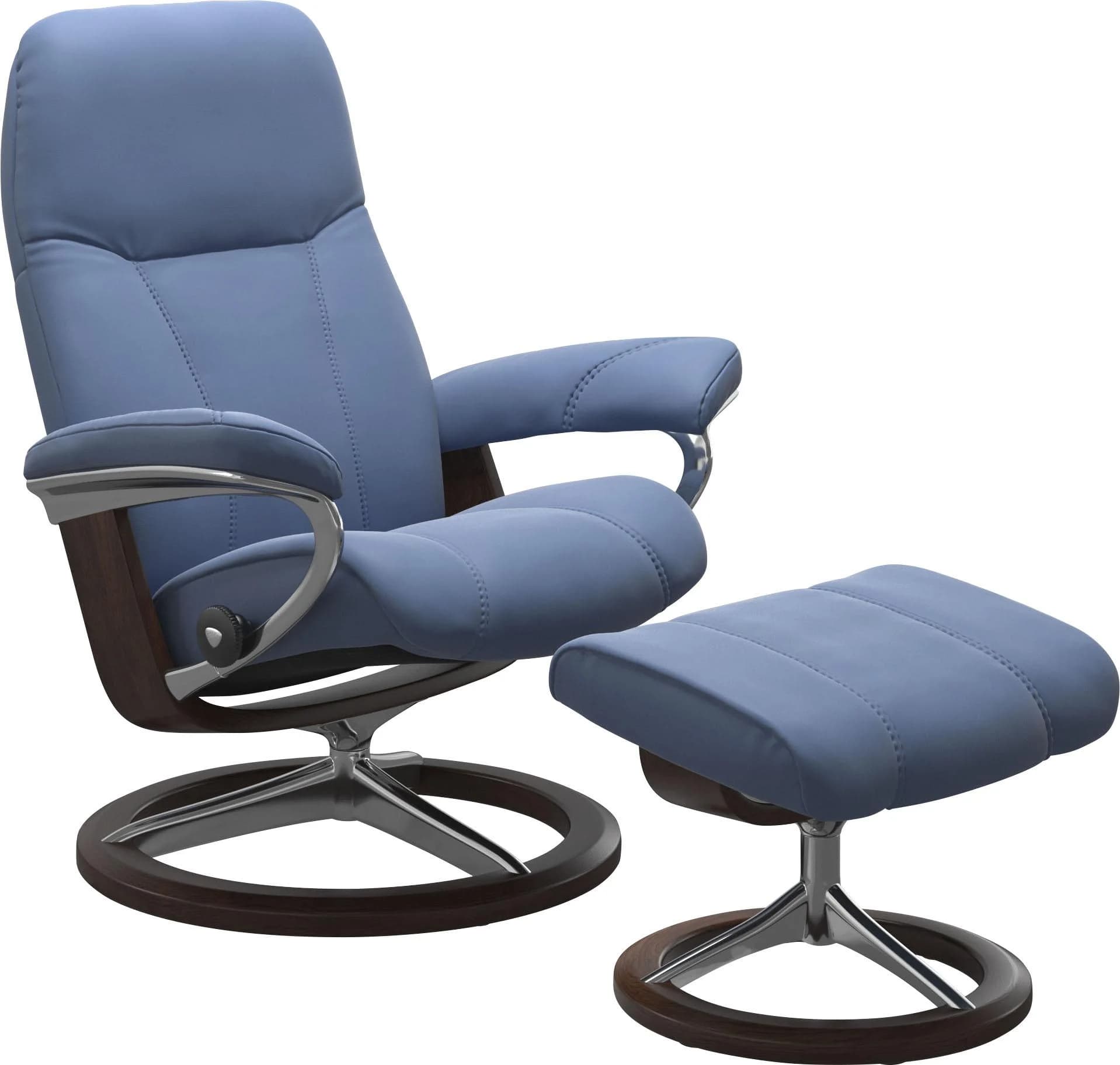Fußhocker STRESSLESS Consul Lazuli Blau Leder Signature Base