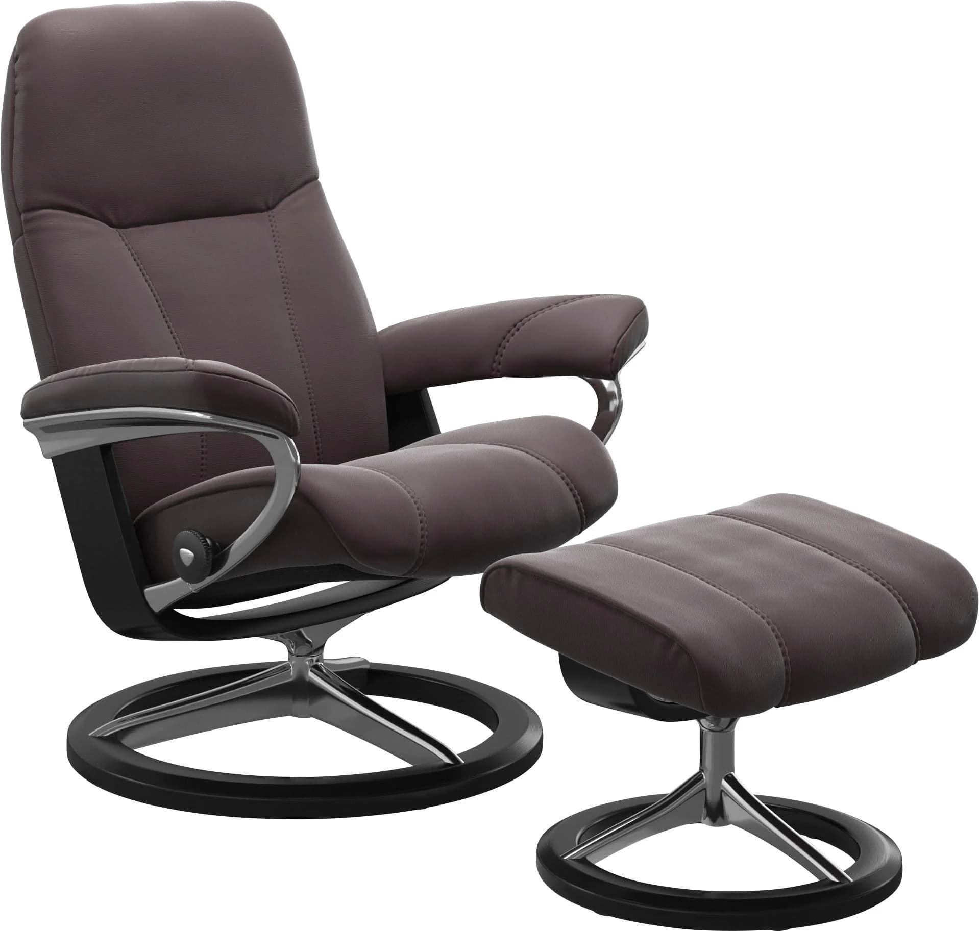 STRESSLESS Fußhocker Consul Bordeaux Leder Signature Base Schwarz