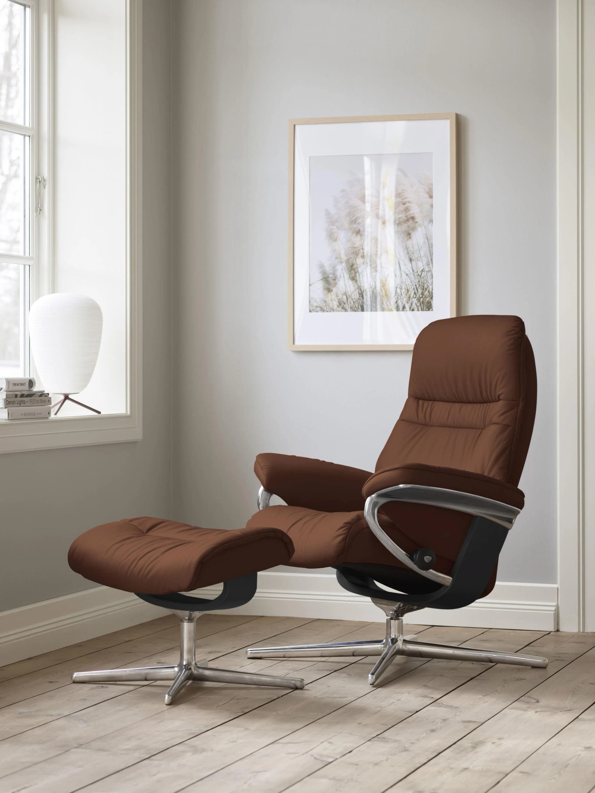 Fußhocker STRESSLESS Sunrise copper PALOMA Leder Cross Base