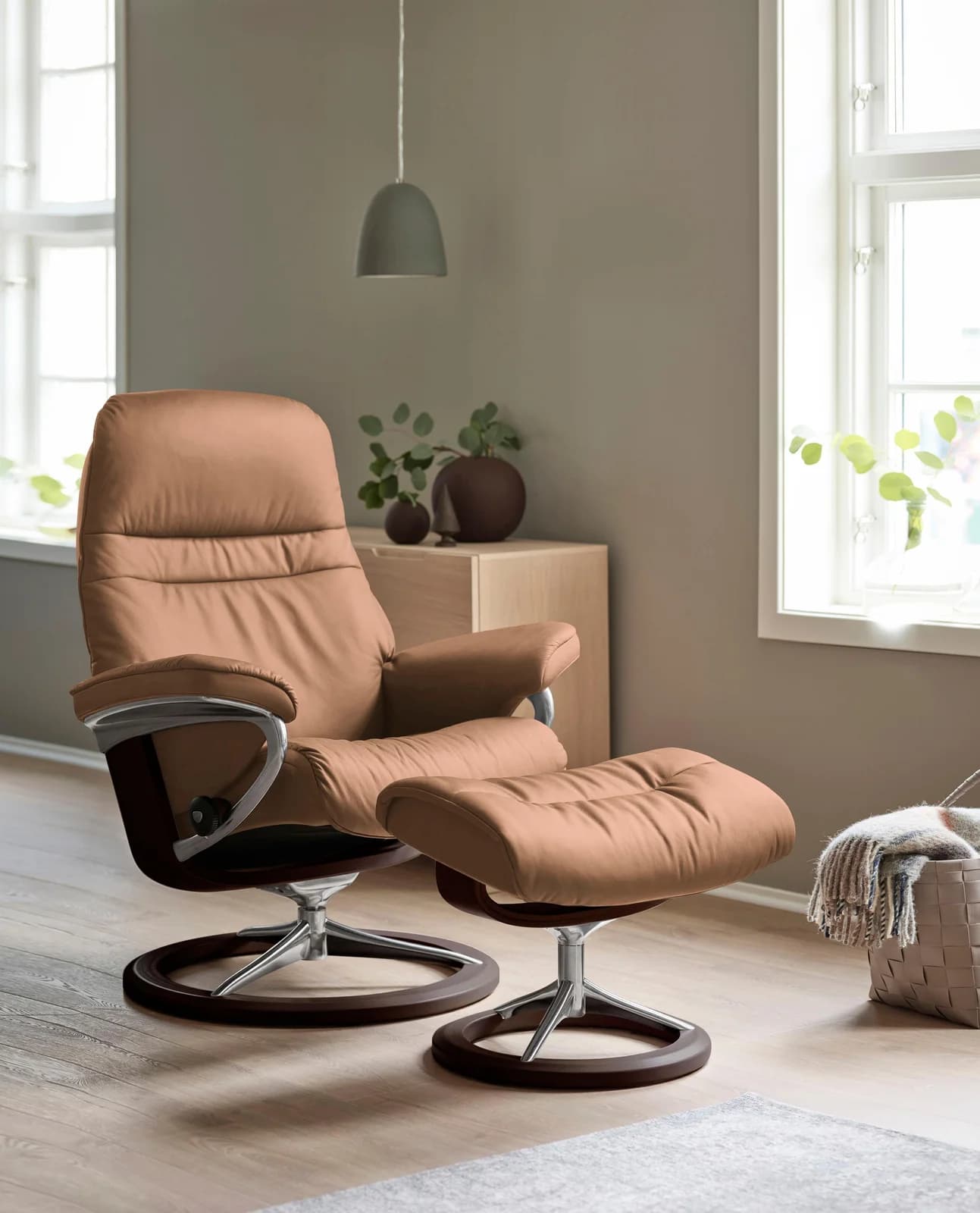 STRESSLESS Relaxsessel Sunrise mit Hocker, Leder BATICK, Braun