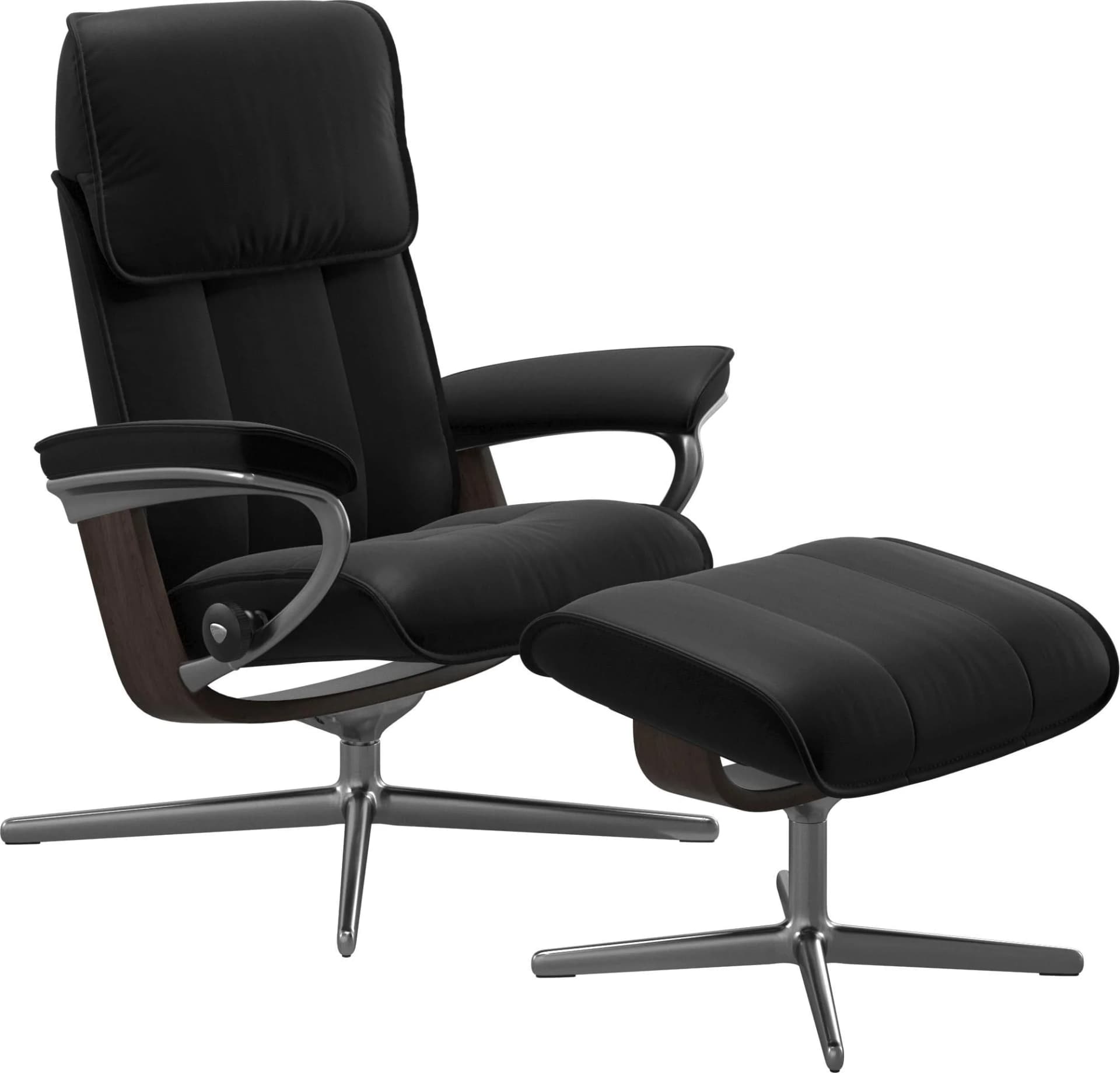STRESSLESS Admiral Fußhocker Schwarz BATICK Leder Cross Base