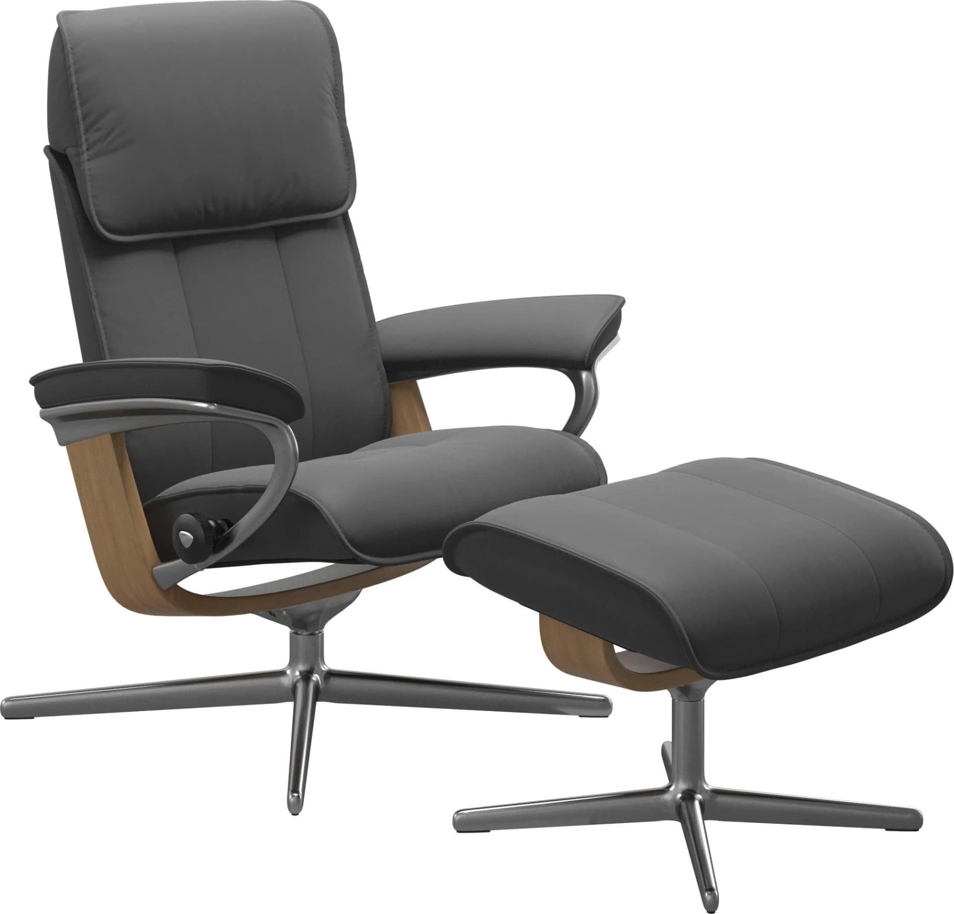 STRESSLESS Admiral Fußhocker Grau Leder BATICK Cross Base
