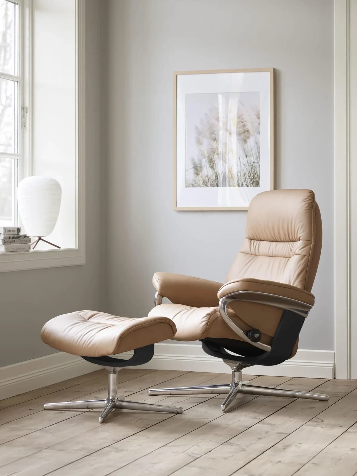 Relaxsessel STRESSLESS Sunrise Leder PALOMA Schwarz Cross Base