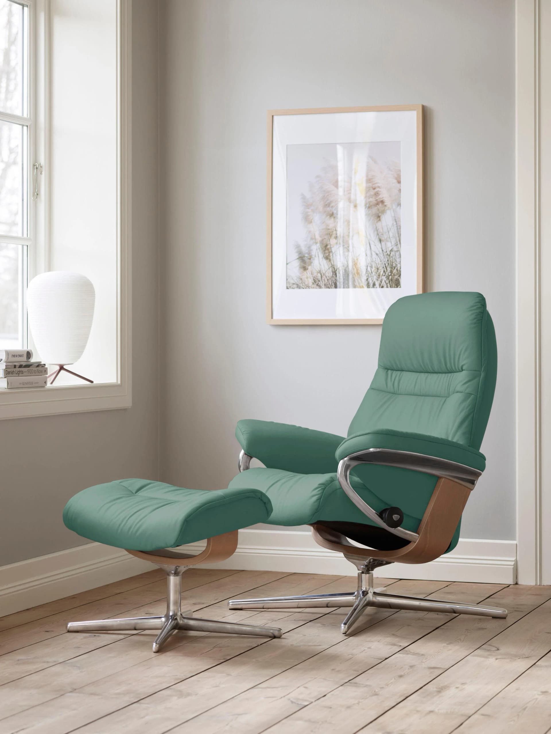 STRESSLESS Sunrise Relaxsessel Grün Leder PALOMA Schlaffunktion