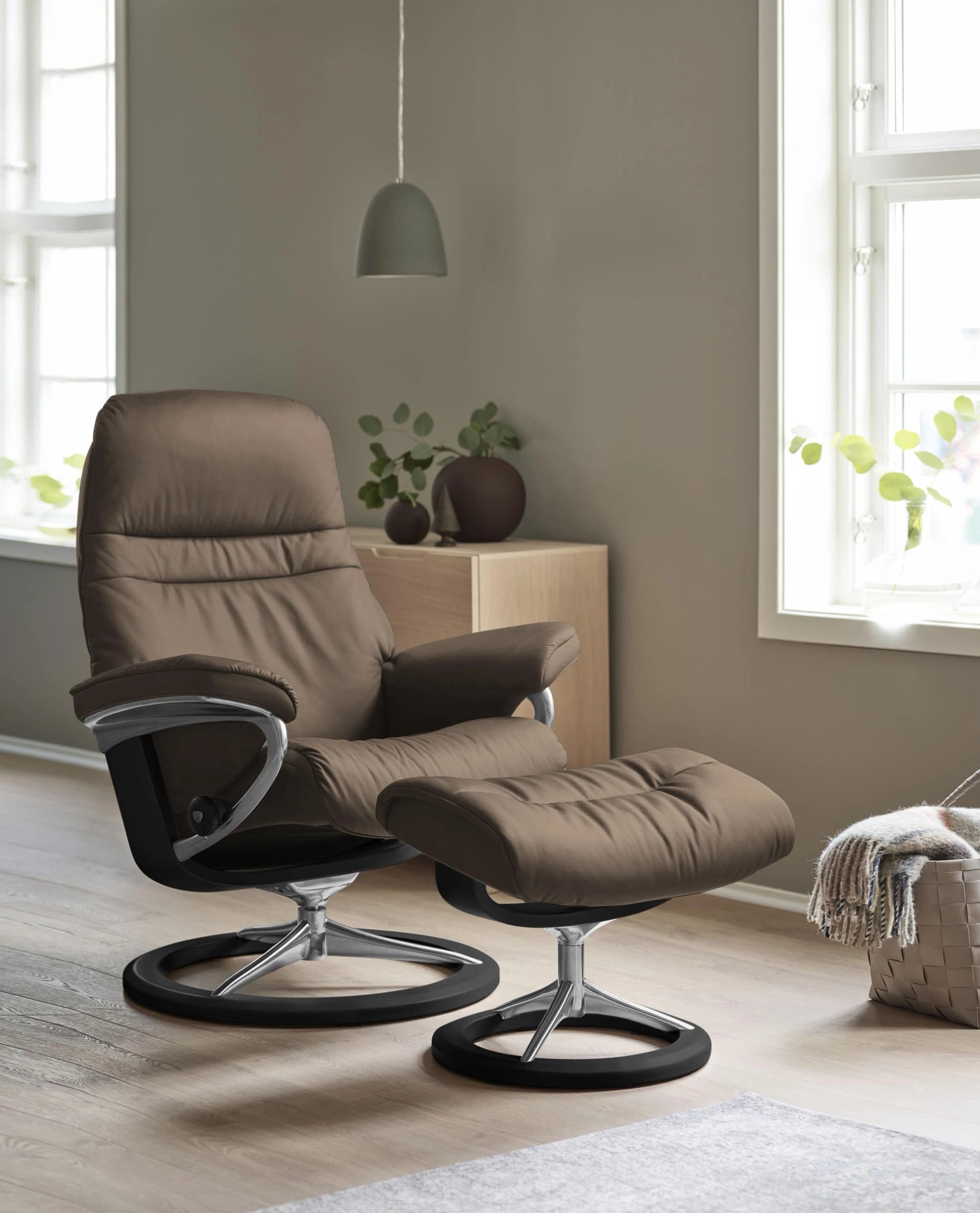 Stressless Sunrise Relaxsessel Leder Braun Signature Base