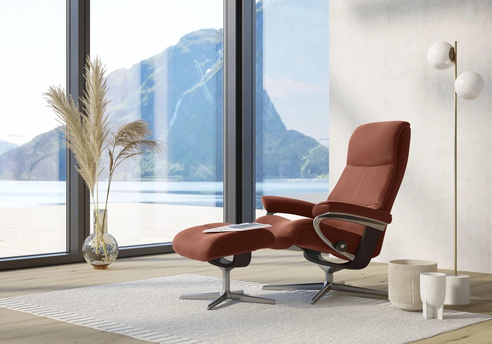 Relaxsessel STRESSLESS View Rot Leder PALOMA