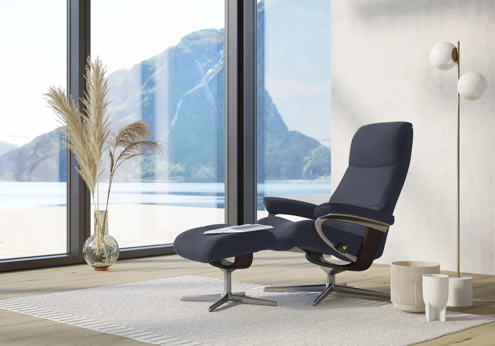 Relaxsessel STRESSLESS View Oxford Blau Leder PALOMA