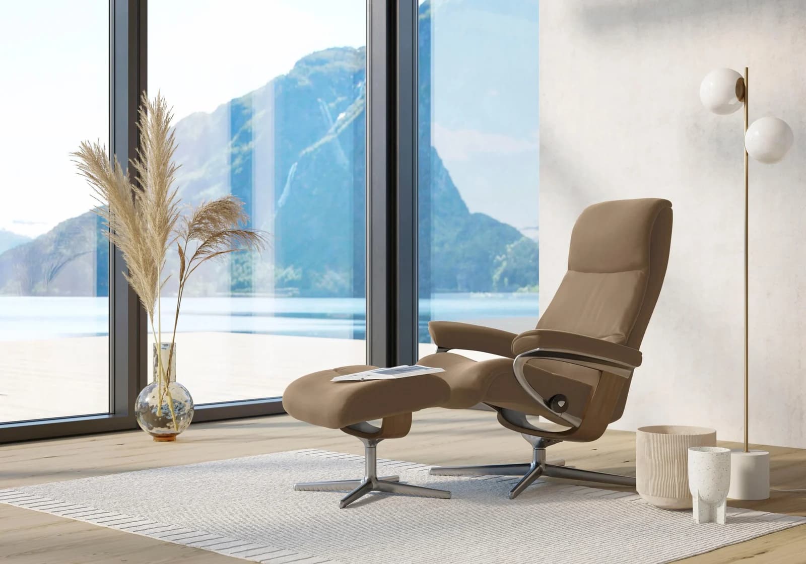 Relaxsessel STRESSLESS View Braun Leder PALOMA mit Schlaffunktion