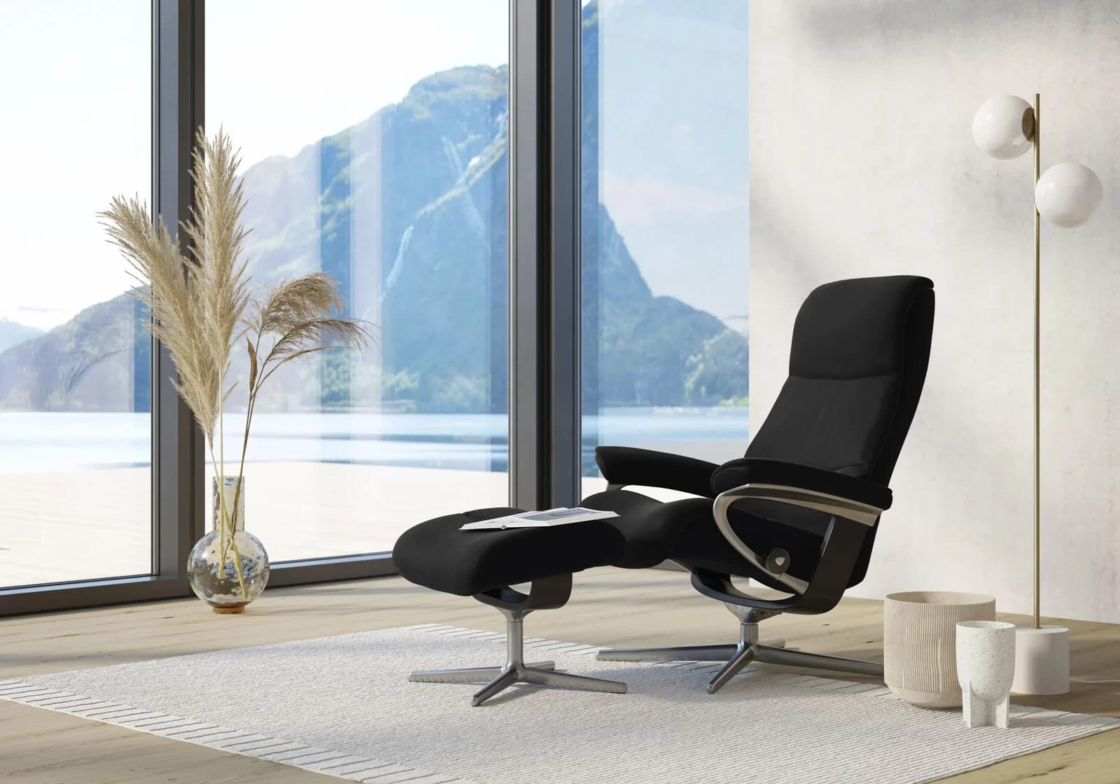 STRESSLESS Relaxsessel View Schwarz Leder BATICK Cross Base