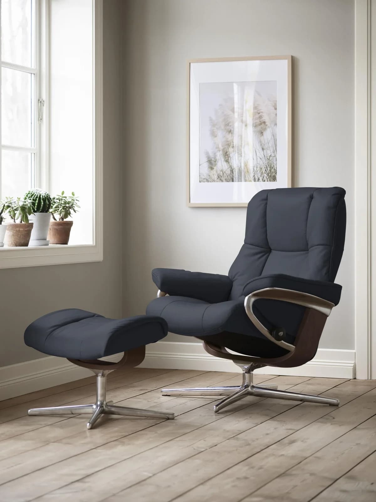 STRESSLESS Mayfair Relaxsessel Shadow Blue Paloma mit Hocker