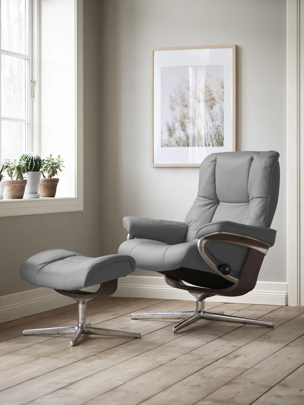 STRESSLESS Relaxsessel Mayfair Grau Leder BATICK Cross Base