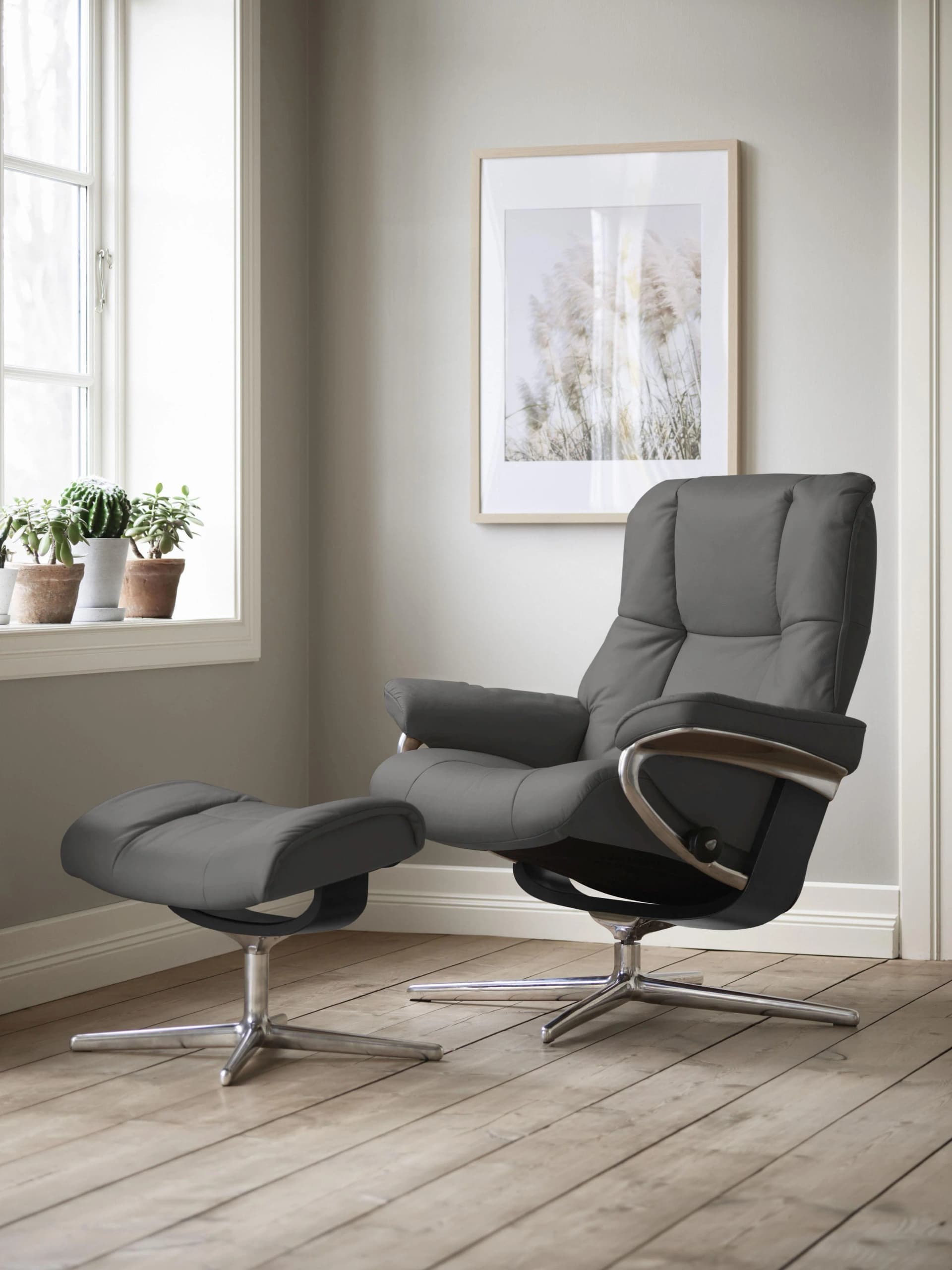 STRESSLESS Relaxsessel Mayfair Grau Leder BATICK Cross Base