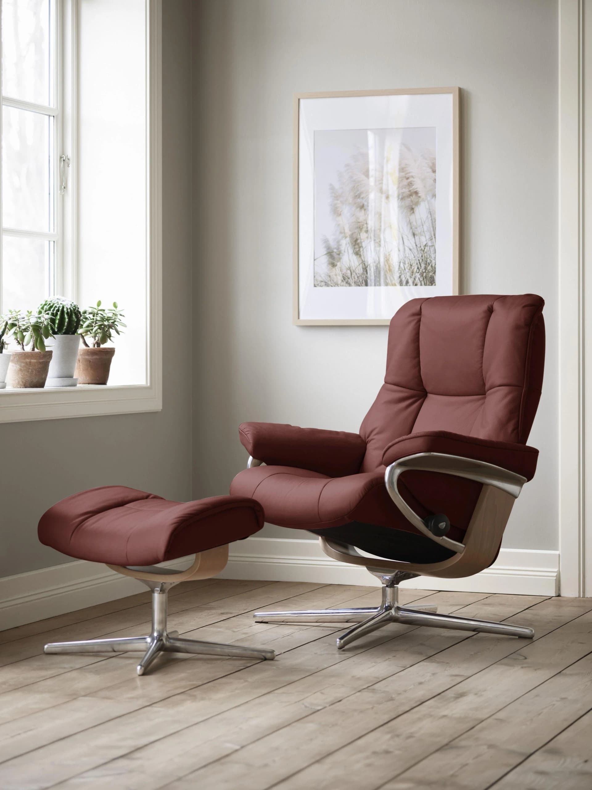 STRESSLESS Mayfair Relaxsessel Cherry Paloma Leder Cross Base